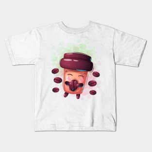 Happy Coffee Cup Design Kids T-Shirt